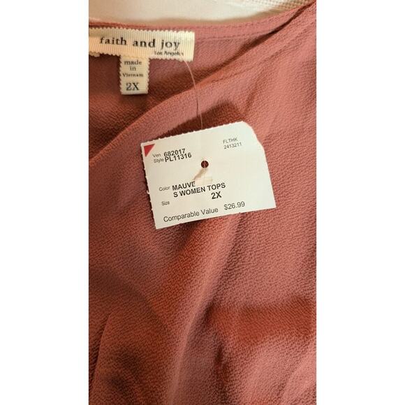 Faith And Joy Women's Shirt Top Blouse Size 2X Mauve Dusty Rose - Picture 5 of 7